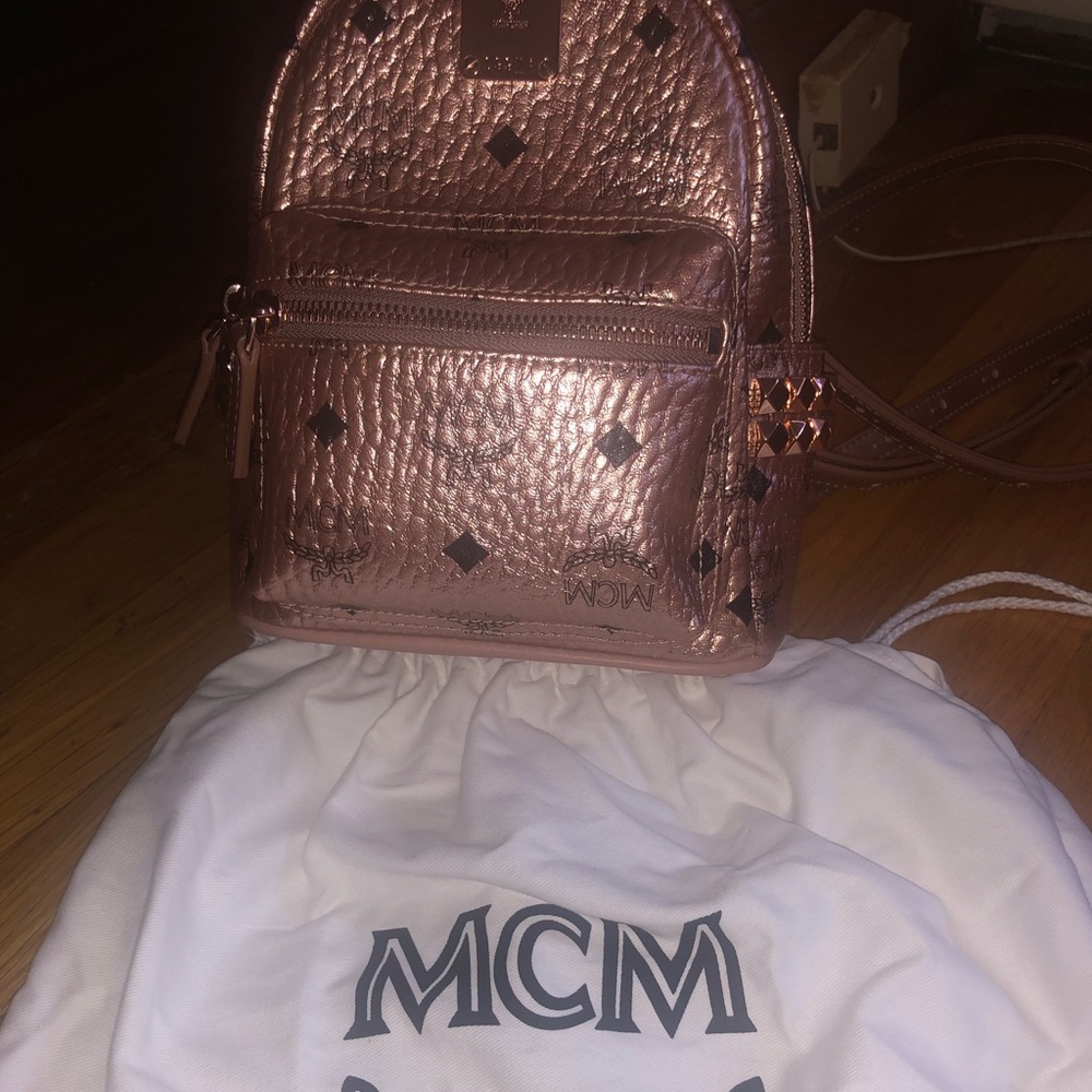 MCM ROSE GOLD MINI BACKPACK